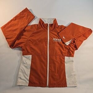 UT Texas Longhorns Red Oak Womens M Hood Jacket Burnt Orange White Nylon Hook Em